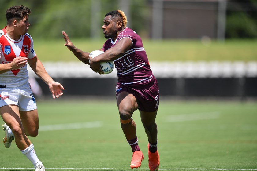 Hard running centre Alton Naiyep scored a try for Manly in the loss to the Dragons