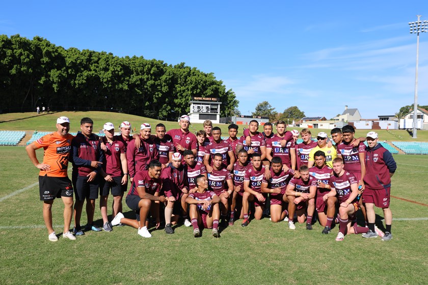 One to go...the Manly team after their semi-final win over Wests at Leichhardt last week.