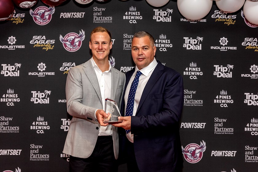 2023 Roy Bull Best and Fairest Award winner Daly Cherry-Evans with Coach Anthony Seibold