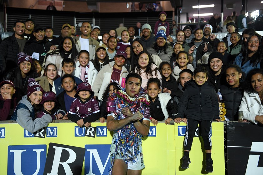 Love....Lehi Hopoate celebrates with his family afterwards