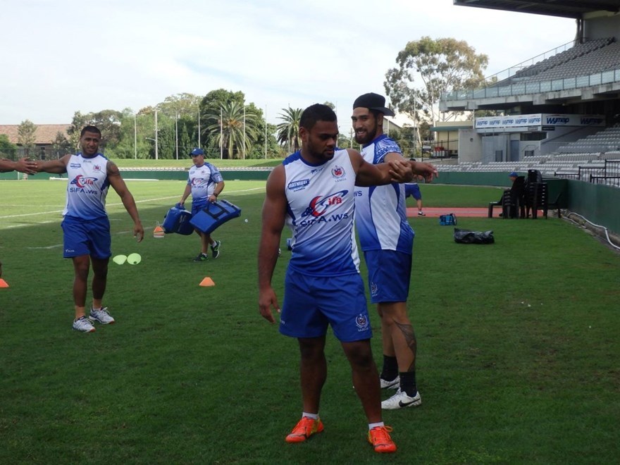 Samoan Sea Eagles Dunamis Lui and Jesse Sene-Lefao have enjoyed their first experience in the Toa team and are ready to take on Fiji Bati for a spot in the four nations later this year | Pic: Toa Samoa RL