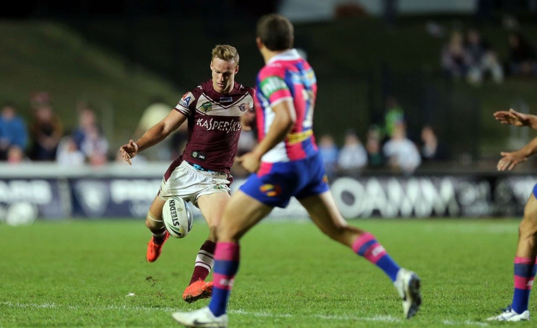 Digital Image Grant Trouville Â© nrlphotos.com : Manly Go off after Daly Cherry-Evans kicks the winning field goal.