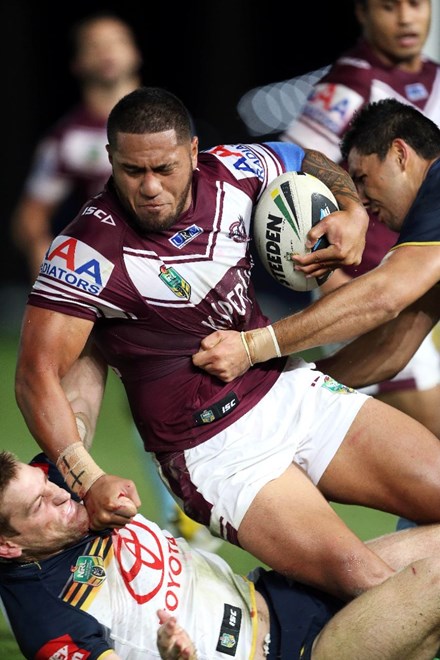 Digital Image by Robb Cox Â©nrlphotos.com: Jorge Taufua :NRL Rugby League - Round 7; Manly-Warringah Sea Eagles V North Queensland Cowboys at Central Coast Stadium, Friday the 18th of April 2014.
