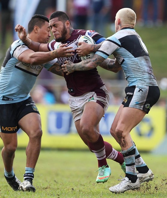 Digital Image by Robb Cox Â©nrlphotos.com: Jorge Taufua :NRL Rugby League - Round 6; Manly-Warringah Sea Eagles V Cronulla-Sutherland Sharks at Brookvale Oval, Sunday the 13th of April 2014.