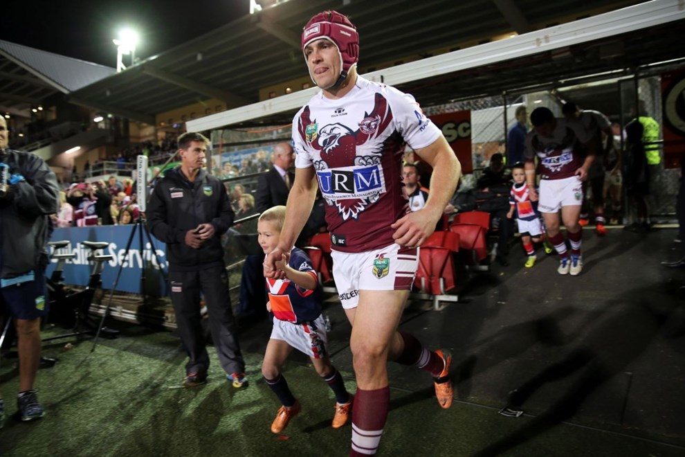 Digital Image Grant Trouville Â© nrlphotos.com : Matt Ballin runs out  : Manly Sea Eagles v Wests Tigers at Brookvale Oval Friday the 11h of July 2014.