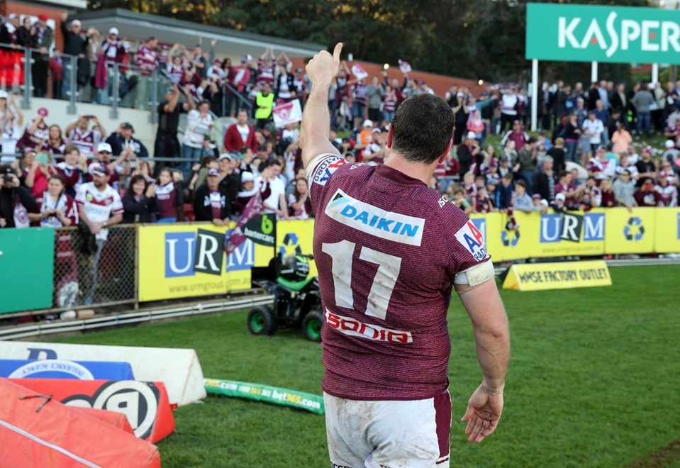 Digital Image Grant Trouville  Â© nrlphotos.com : Manly Lap   : NRL Rugby League Round 25 - Manly Sea Eagles v Penrith Panthers at Brookvale Oval Sunday the 31st of August 2014.