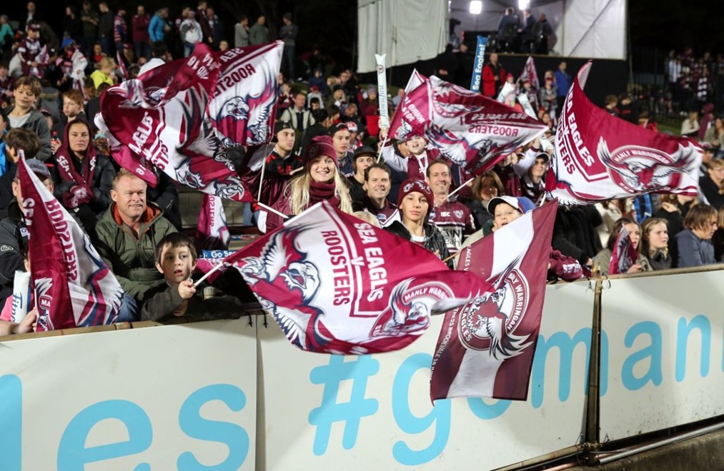 Digital Image Grant Trouville Â© nrlphotos.com : Manly Fans : NRL Rugby League Round 16 - Manly Sea Eagles v Sydney Roosters, at Brookvale Oval friday the 27th of June  2014.