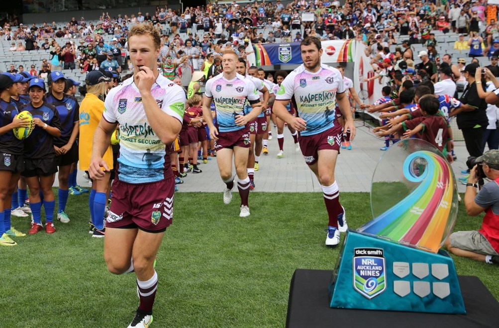 Digital Image Grant Trouville  Â© nrlphotos : Daly Cherry-Evans takes the field  : Auckland 9s Day one, Saturday the 31st of January 2015.