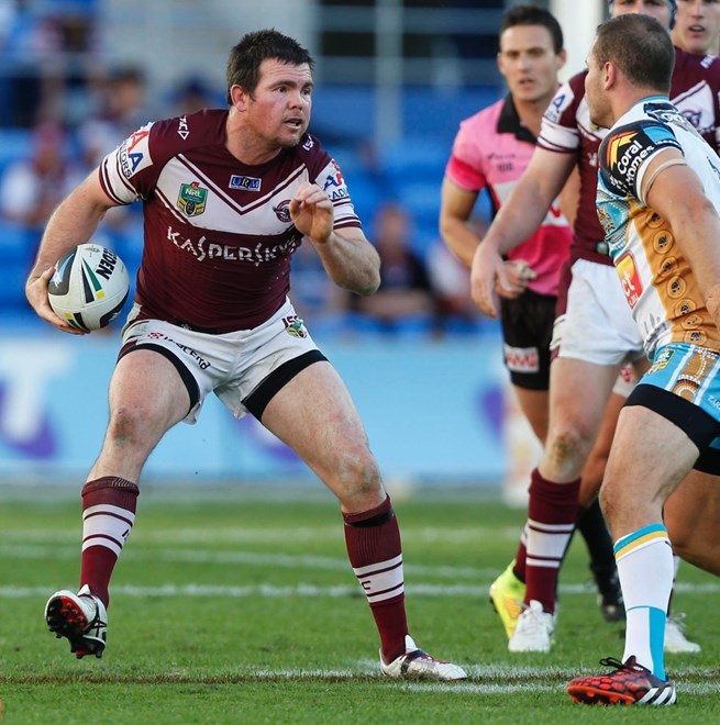 Photo by Charles Knight copyright Â© nrlphotos.com : Jamie Lyon - NRL Rugby League, Round 23 Gold Coast Titans v Manly Sea Eagles at Cbus Stadium, Sunday August 17th 2014.