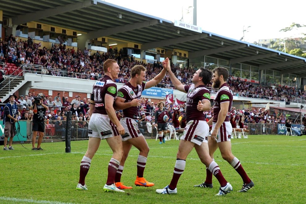 Digital Image by Anthony Johnson copyright Â© nrlphotos.com:  Daly Cherry-Evans try : 2015 NRL Round 9 - Manly Warringah Sea Eagles vs Newcastle Knights at Brookvale Oval, Sunday May 10th 2015