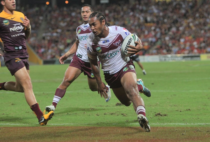 Skivi time...Steve Matai crosses for a double in 2013.