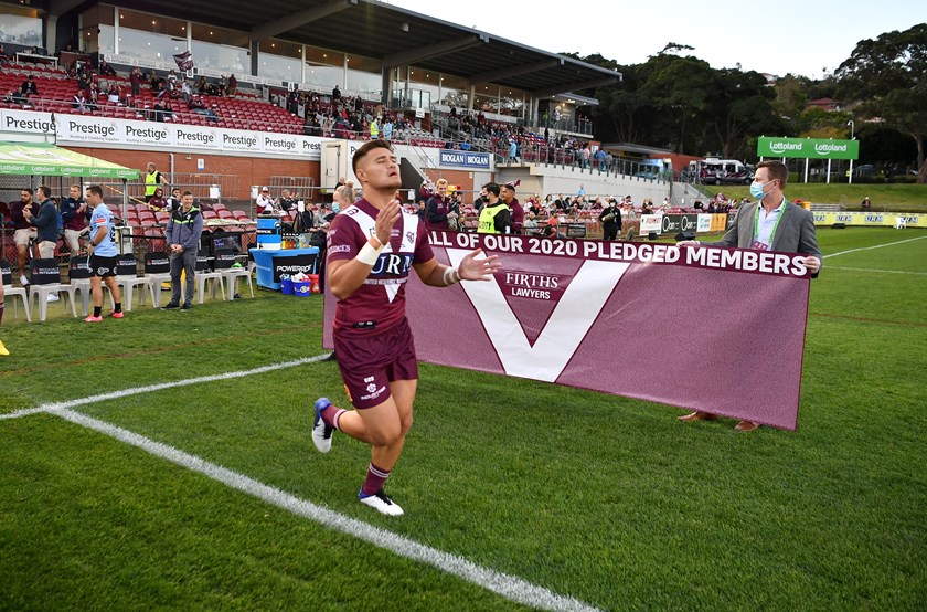 Josh Schuster runs out for his NRL debut at Lottoland