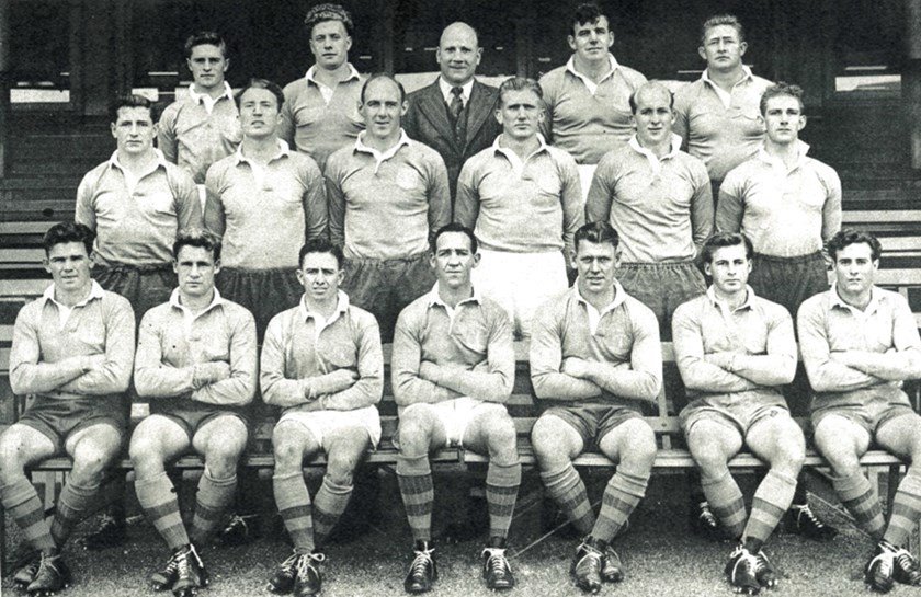 Local junior Roy Bull (second on the right, middle row) rose through the ranks at Manly to achieve a wonderful representative career.