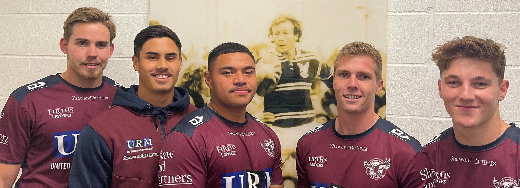 Fine season...Manly players (l-r) Zane Dunford, Kaeo Weekes, Siua Fotu, Daniel O’Donnell and Jamie Humphreys have all played key roles for the SG Ball Cup team