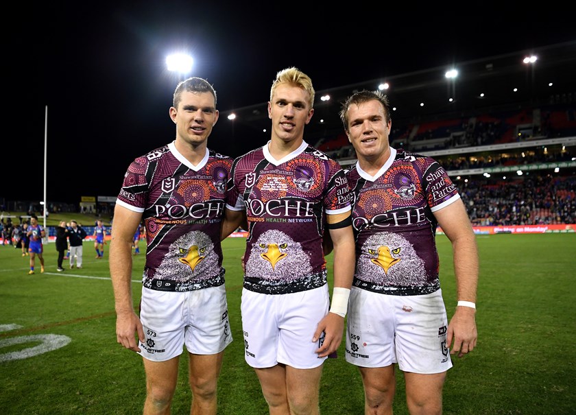 Family joy...the Trbojevic brothers at Newcastle following Ben's NRL debut in 2021