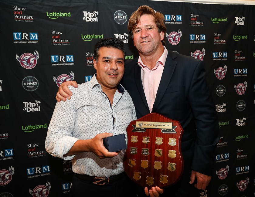 Clubman of the Year Rod Valdes with Head Coach Des Hasler.
