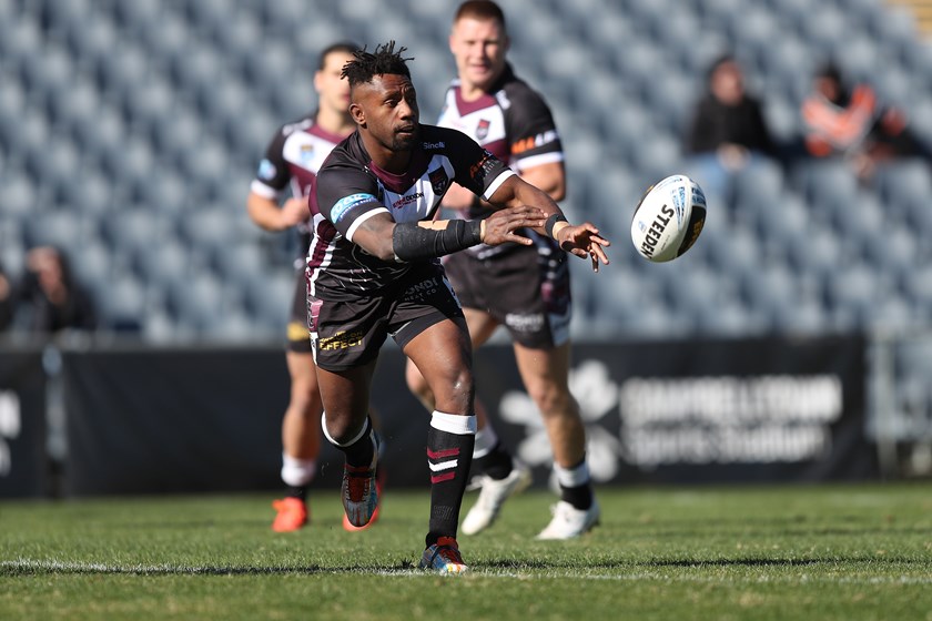 Hat-trick...hooker James Segeyaro in action against the Magpies.