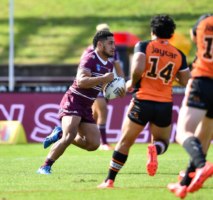 Hard worker...prop James Uesele had another solid game for the Sea Eagles