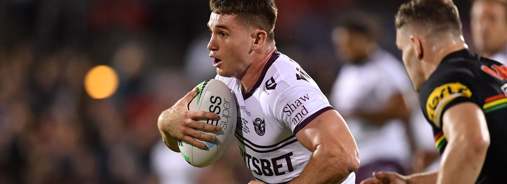 Ethan Bullemor scored a try in his Club debut for Manly tonight