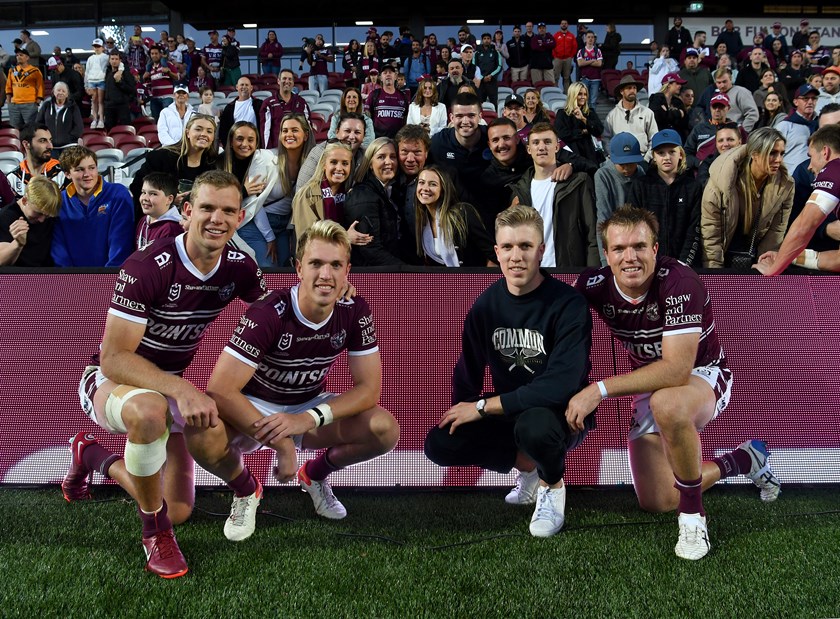 Brothers in arm (l-r)...Tom, Ben, Luke and Jake Trbojevic in front of their family after the win