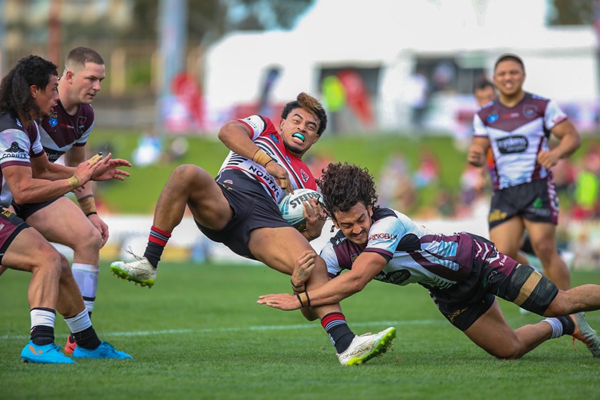 Hair bears...Morgan Harper (right) had a great game for Blacktown against Norths.