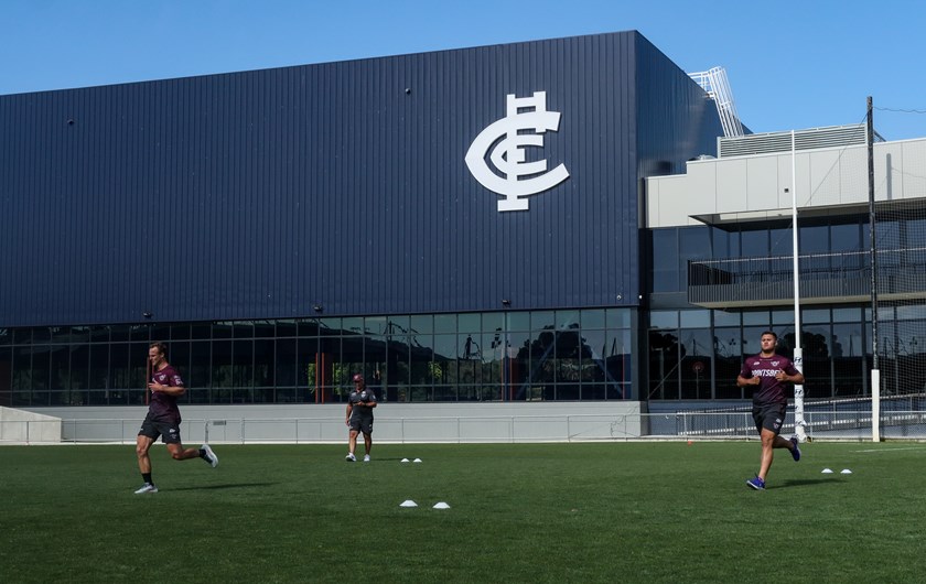Change of scenery...the Sea Eagles train at at IKON Park, the home of the Carlton Blues. 