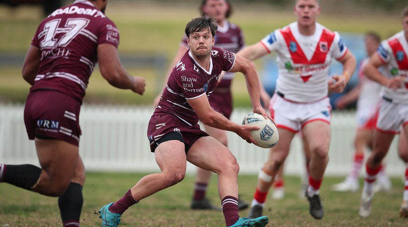 Half-back Harradyn Wilson scored a try in a fine game for Manly against the Dragons at Ron Costello Oval.
