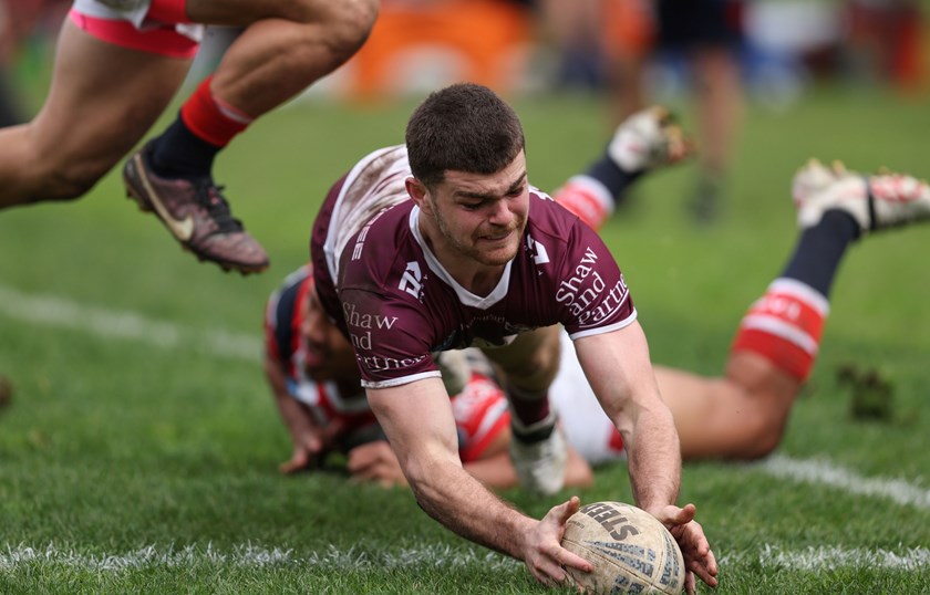 Try time....Tom Jarrett finds the line for the Sea Eagles at Wentworth Park