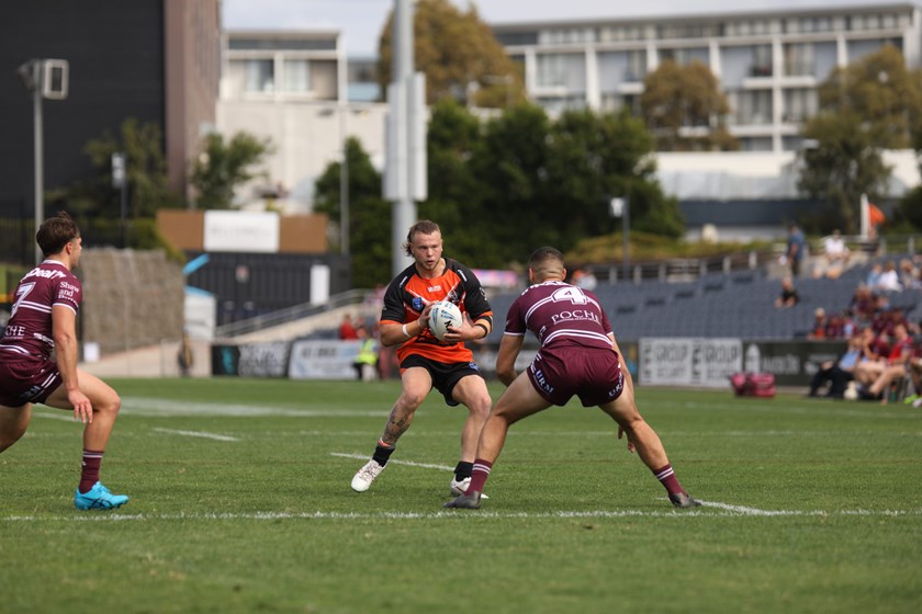 Former Sea Eagles centre Josh Feledy takes on his old club at Campbelltown.