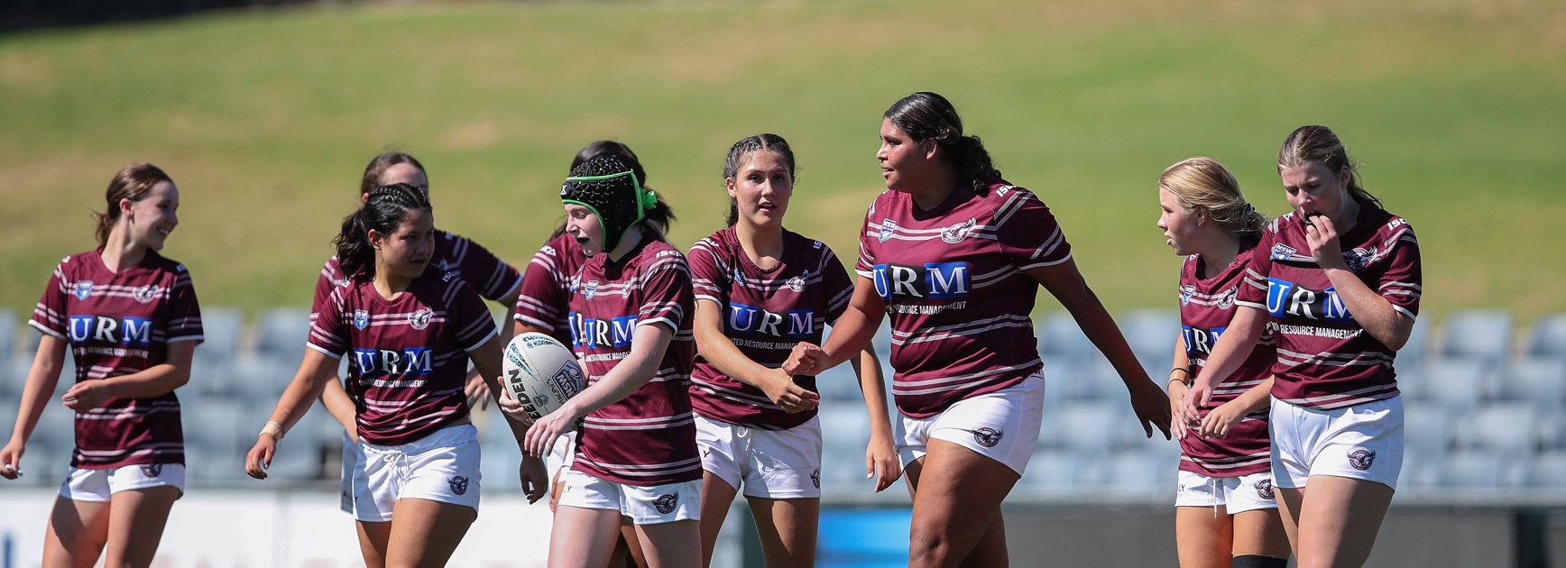 Strong effort...the Sea Eagles walk back following a try to prop Mequynne Logan

