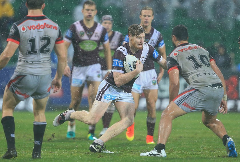 A young Brad Parker makes a run in his NRL debut against the Warriors.