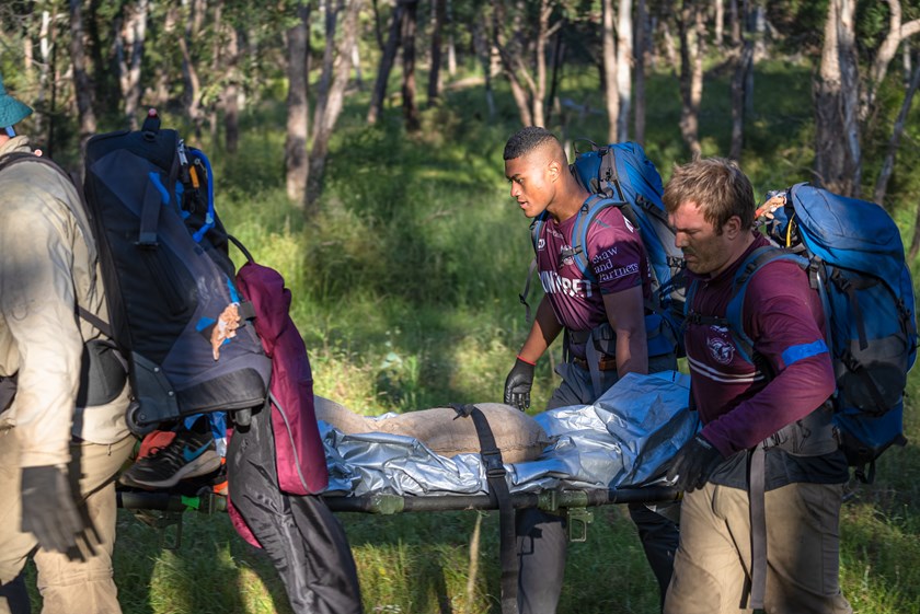 Samuela Fainu and Jake Trbojevic feel the strain at the Sea Eagles Mission Readiness Exercise camp