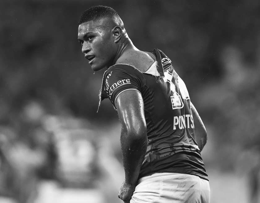 Rip and tear...Samuela Fainu made a solid NRL debut for Manly.