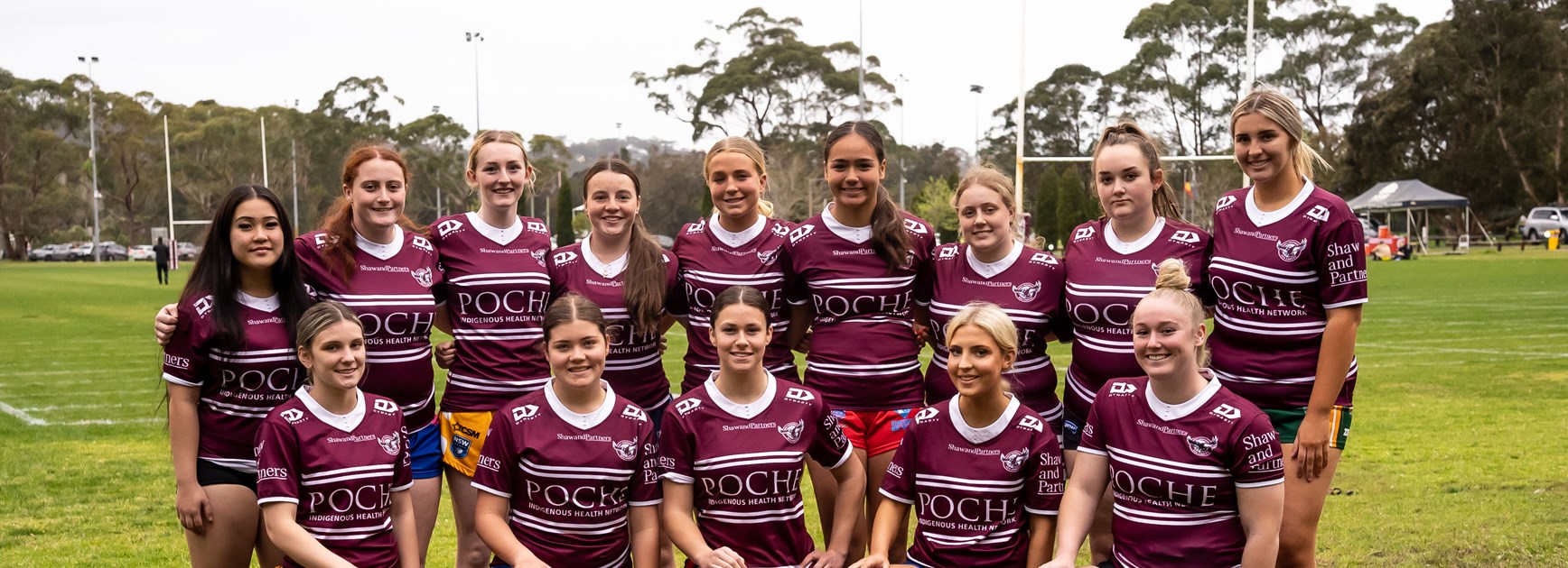 Some of the girls from the Manly junior development squad and Tarsha Gale Cup triallists at Narrabeen on Wednesday.