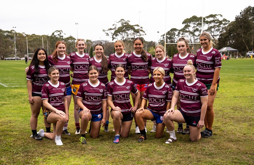 Some of the girls from the Manly junior development squad and Tarsha Gale Cup triallists at Narrabeen on Wednesday.