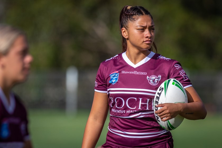 Special milestone...Taleenza Nelson became the first Manly player to score a hat-trick of tries in the Tarsha Gale Cup