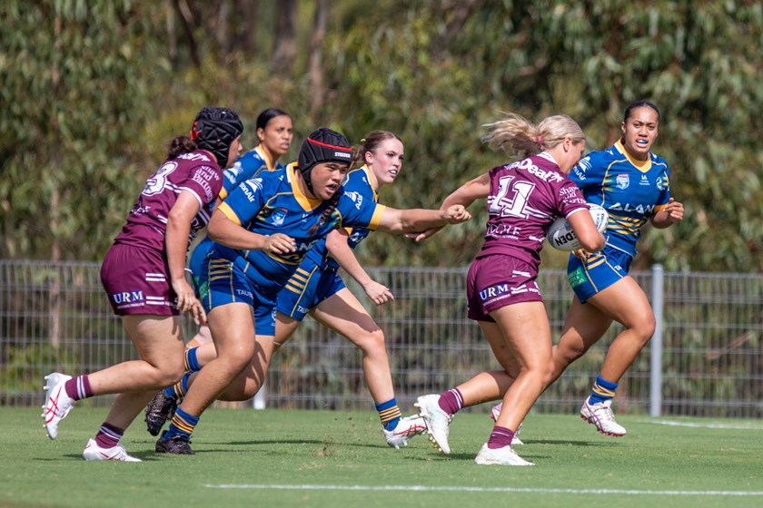 Breaking free....second-rower Tahlee Maroney had a strong game for Manly

