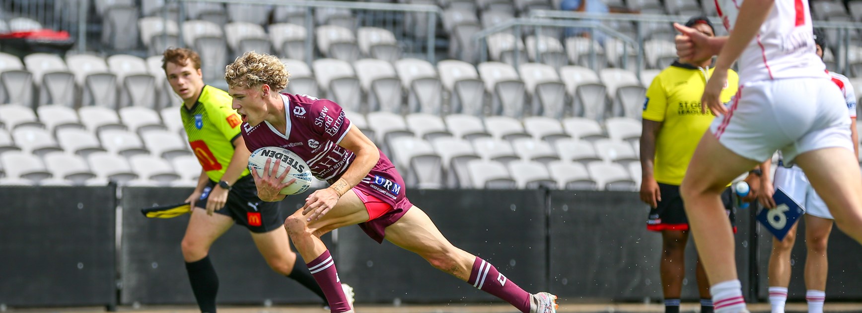Winger Cooper Elkins dives over for a try in the win over the Dragons at Kogarah