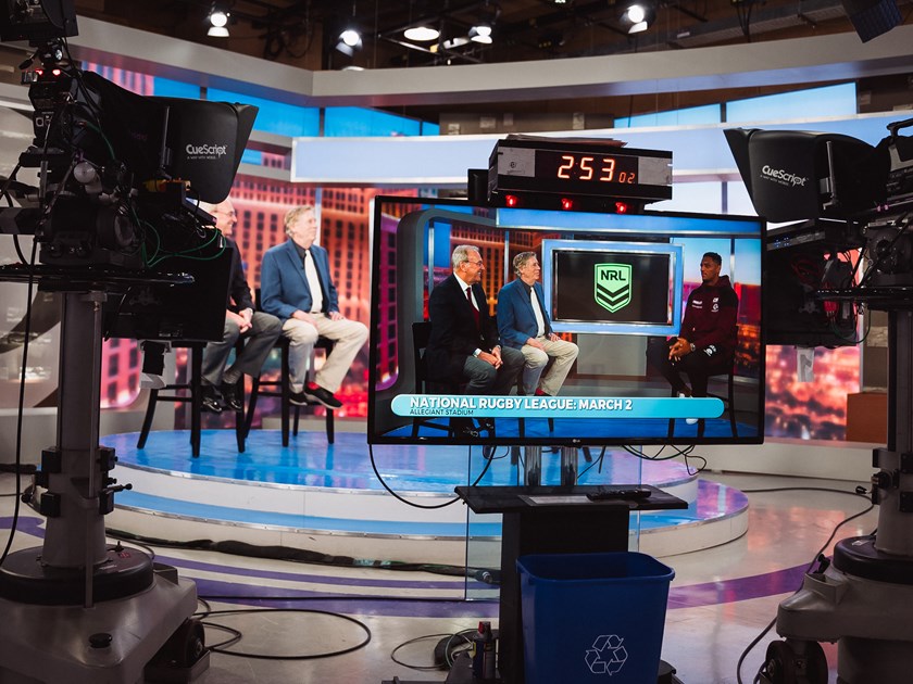 Cameras rolling... Jason Saab on the set of Sports Talk show on KLAS 8 News Now in Las Vegas 