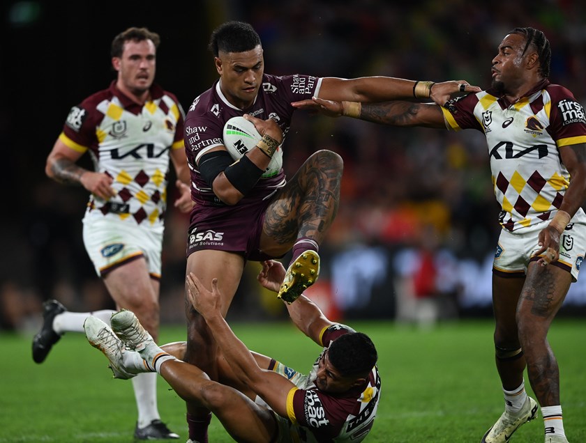 Destruction time....Haumole Olakauátu has been in superb form for the Sea Eagles