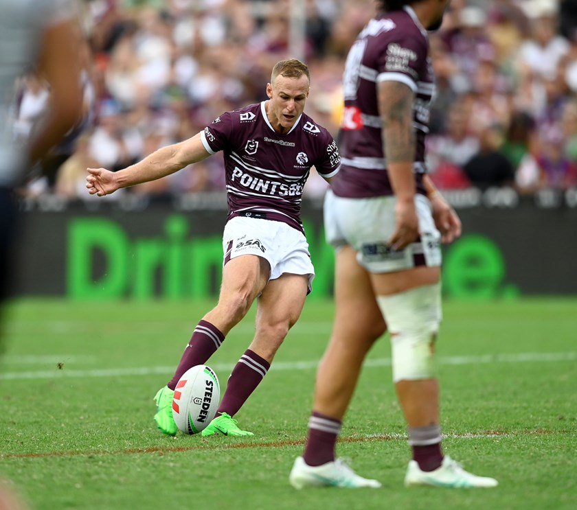 Top of the list....Daly Cherry-Evans kicks his 27th field goal of his superb career to secure victory over the Roosters