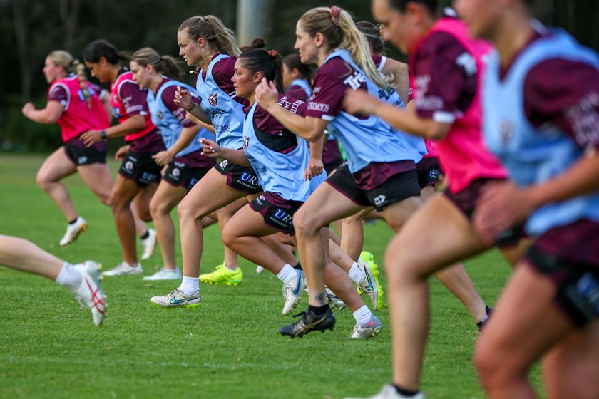 Off and running....some of the Sea Eagles girls at the first Harvey Norman Women's pre-season training session
