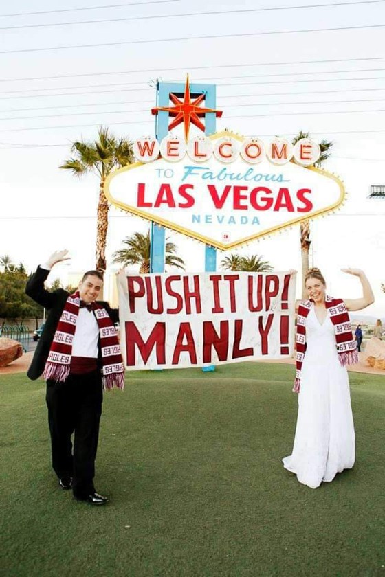 Two iconic signs came together on Jake and Kelly's wedding day in Las Vegas