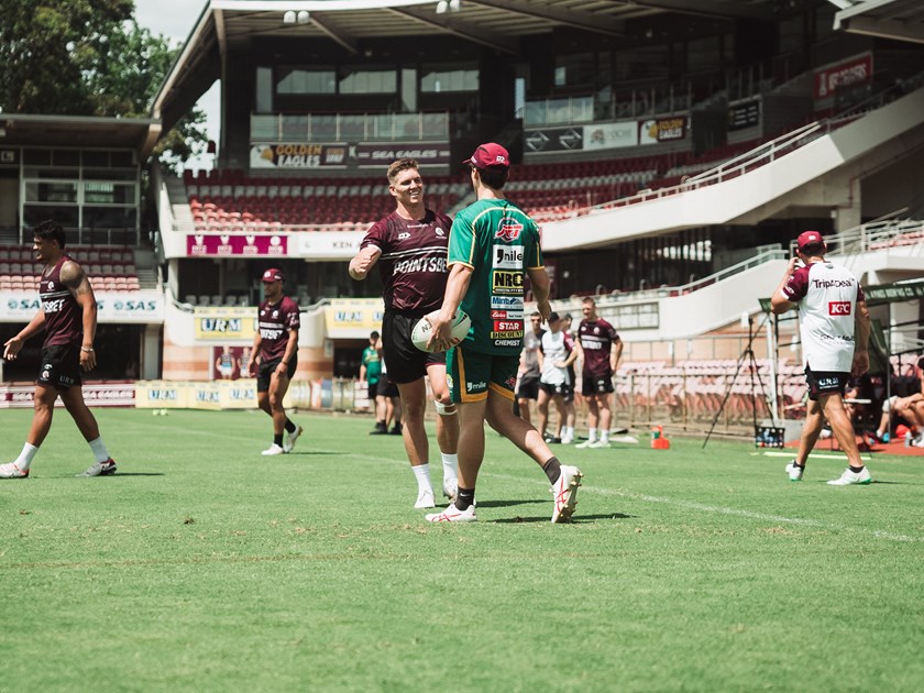 Welcome to Manly...Reuben Garrick greets the St Brendan's crew
