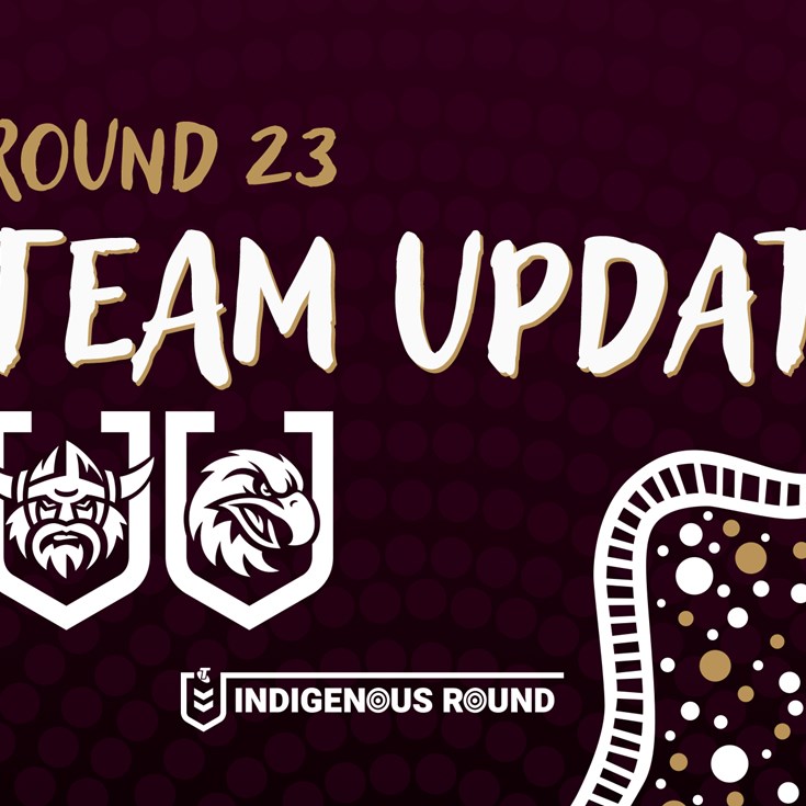 Team Update: Round 23 vs Raiders