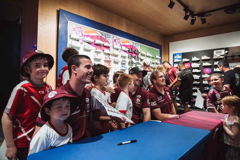 Sea Eagles players at The Athlete's Foot Warringah Mall earlier this season