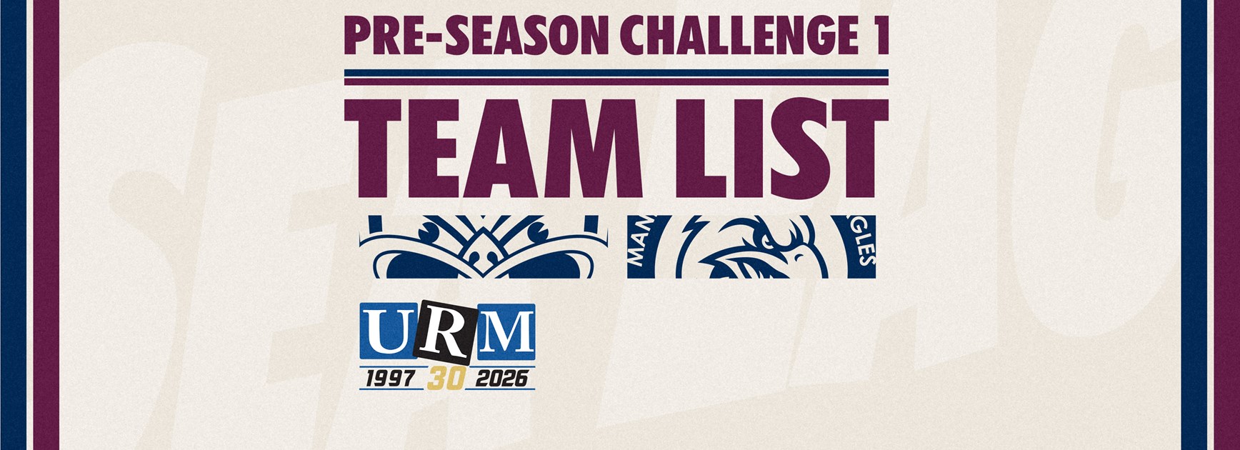 Team List: Pre-season Challenge vs Warriors
