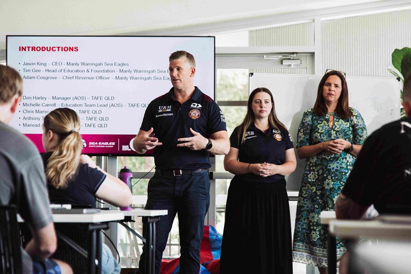 Sea Eagles Head of Education & Foundation, Tim Gee chats to students