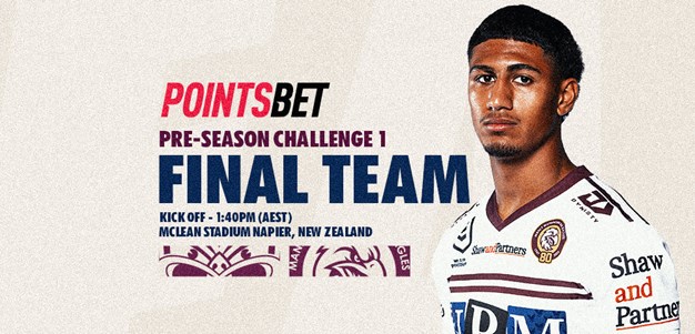 Final Team: NRL Pre-season Challenge vs Warriors