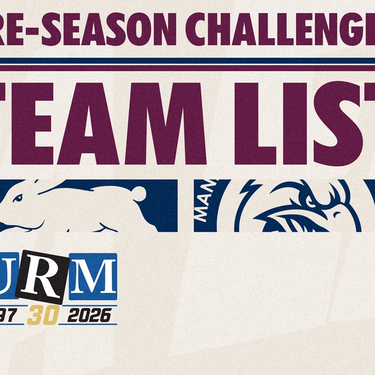 Team List: Pre-season Challenge vs Rabbitohs